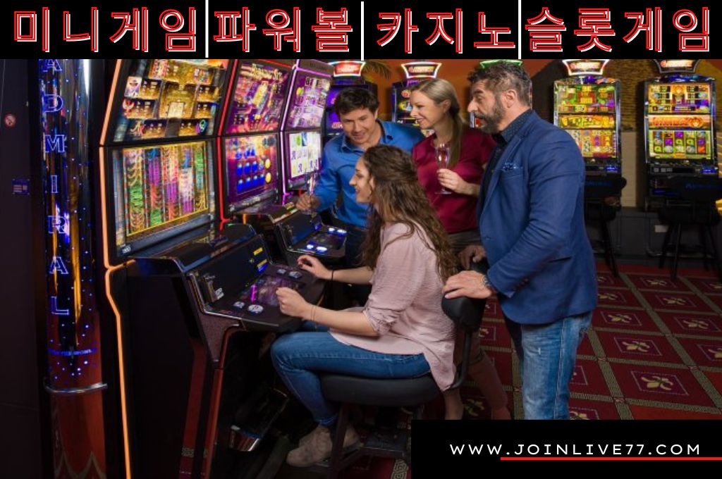 Happy Family playing new feature slot machine in casino.